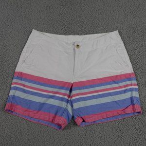Columbia PFG Chicos Shorts Women 10 Flat Front Stripped Fishing Hiking Outdoors